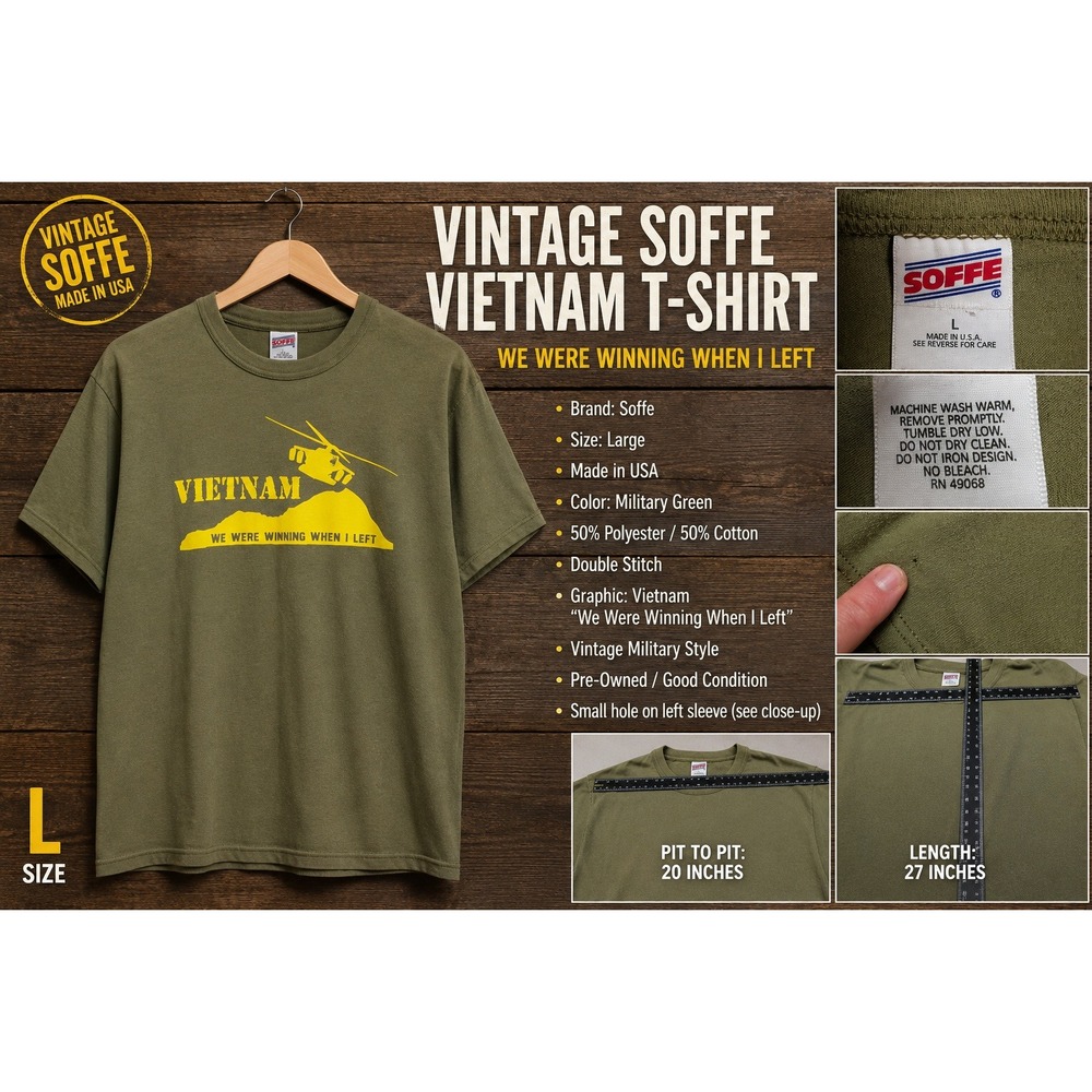 Soffe Vietnam Veteran T-Shirt Mens Large Olive Drab Grn We Were Winning Graphic